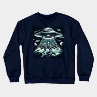 Grey Aliens in a UFO Crewneck Sweatshirt